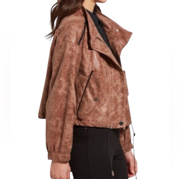 NWT Lysse New York Vegan Leather Raquel Brown Bomber Jacket - Picture 1 of 10